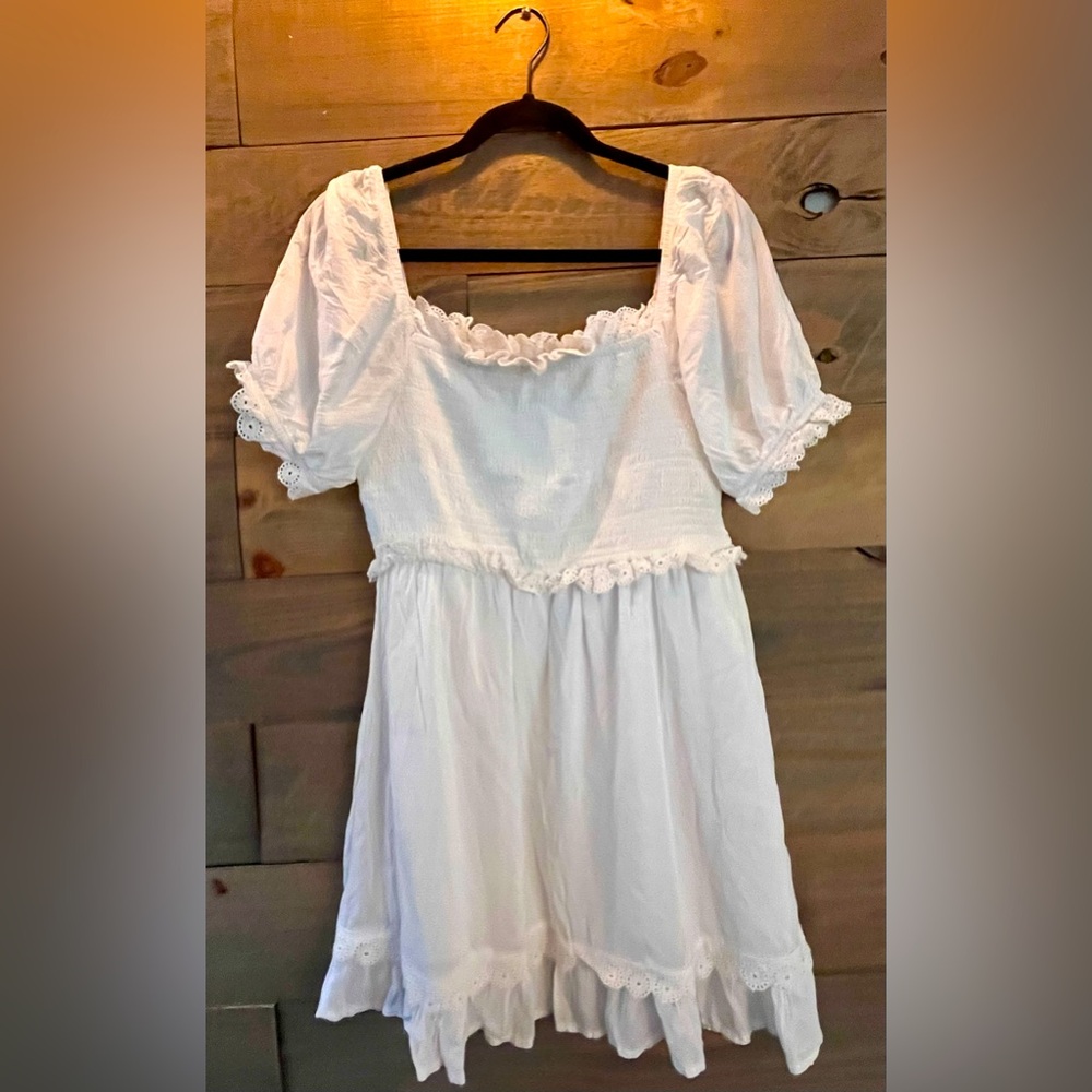 BABYDOLL ROMANTIC COQUETTE SWEETHEART  COTTON LINED WHITE DRESS